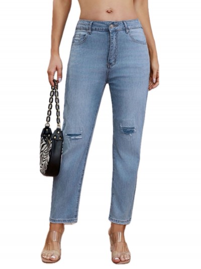 High waist ripped mom fit jeans azul (XS-XL)