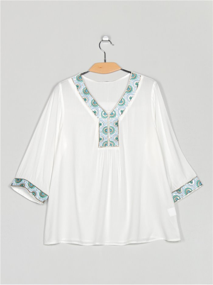 Embroidered blouse with sequin (M-2XL)