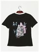 Camiseta gato strass (S/M-L/XL)