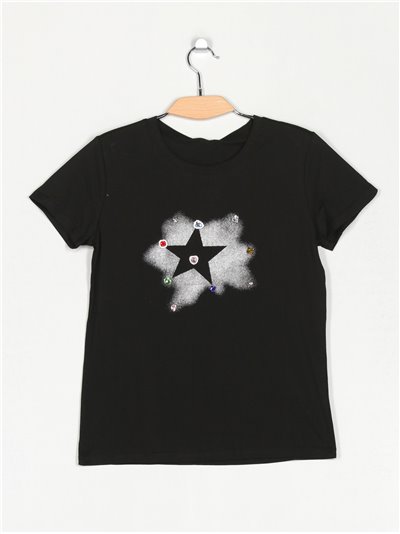 Star print t-shirt with rhinestone (S/M-L/XL)