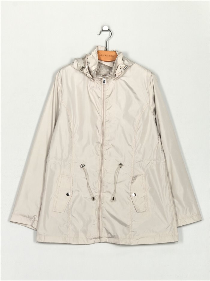 Parka water repellet lunares capucha stone-rice (42-50)