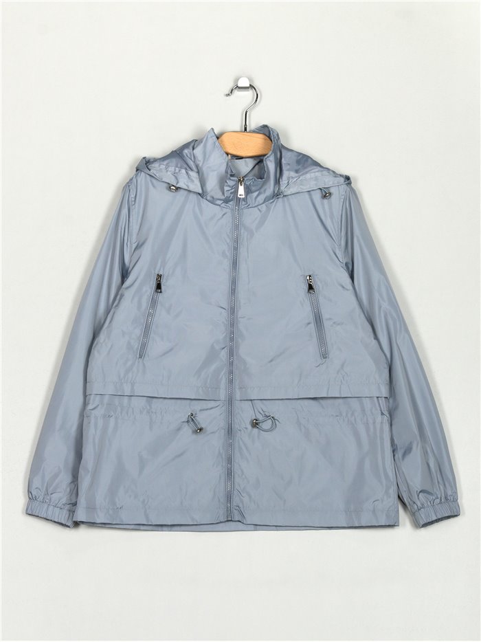 Parka water repellent with hood light-blue (42-50)