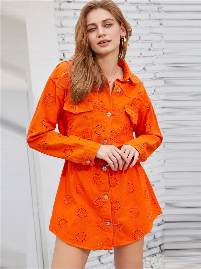Die-cut embroidered overshirt naranja (M-2XL)