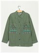 Embroidered denim jacket with fringing verde-militar (S-XL)