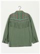 Embroidered denim jacket with fringing verde-militar (S-XL)