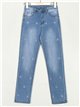 Jeans bordado tiro alto azul (S-XXL)