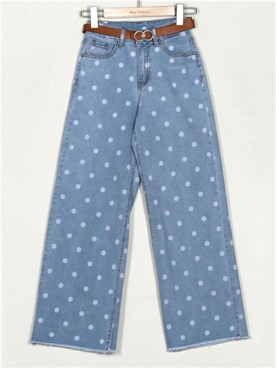 Jeans rectos lunares tiro alto azul (XS-XXL)