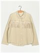 Denim overshirt with fringing beis (S-L)