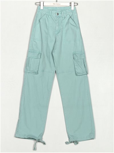 High waist straight cargo trousers aguamarina (XS-XL)
