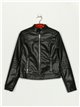 Faux leather jacket with topstitching negro (S-XL)