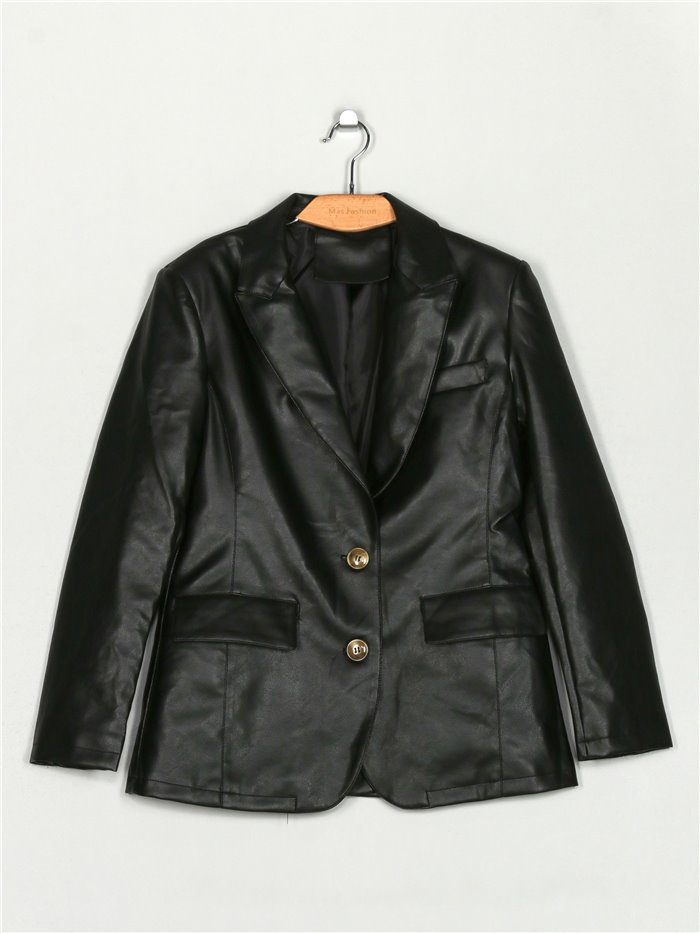 Faux leather blazer black (M-XXL)