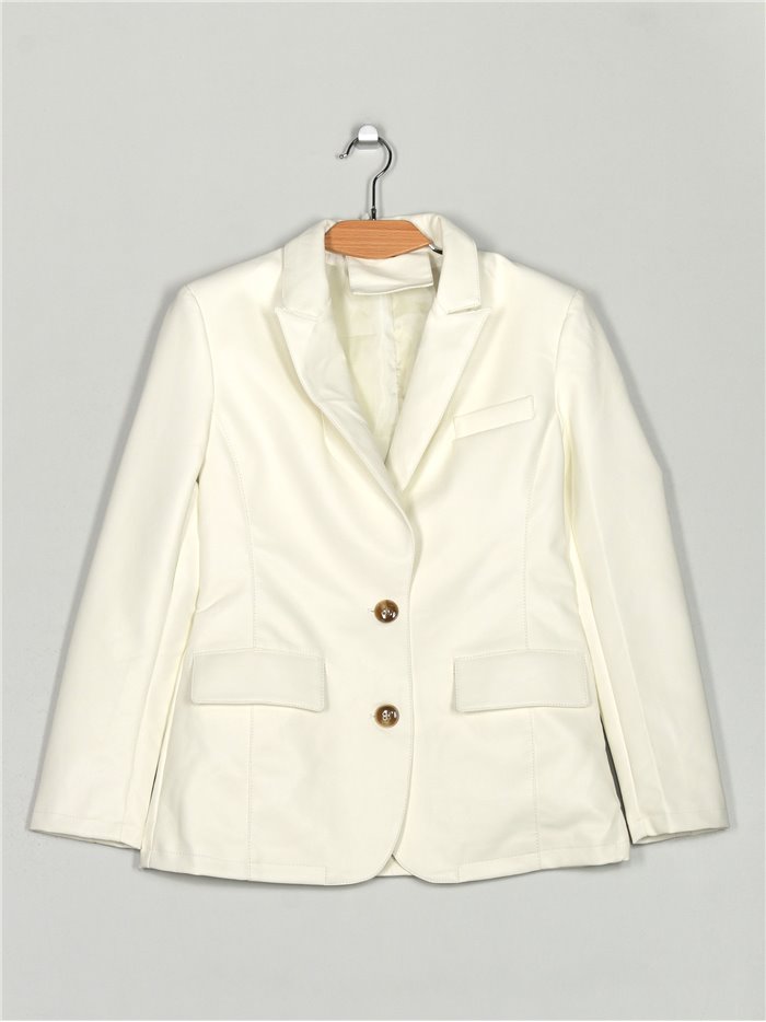 Faux leather blazer white (M-XXL)