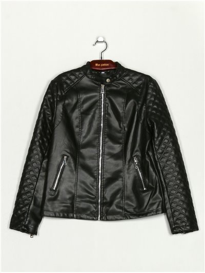 Faux leather jacket with zips negro (40-48)