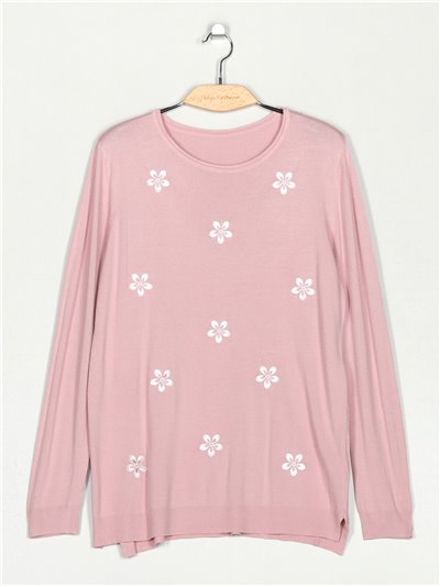Embroidered floral sweater (M/L-L/XL)
