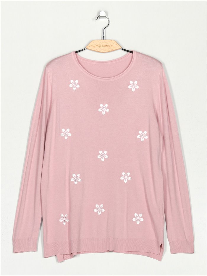 Embroidered floral sweater (M/L-L/XL)