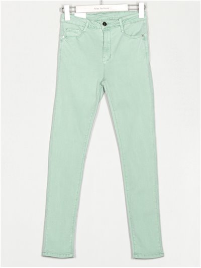 Jeans skinny tiro alto verde-agua (S-XXL)