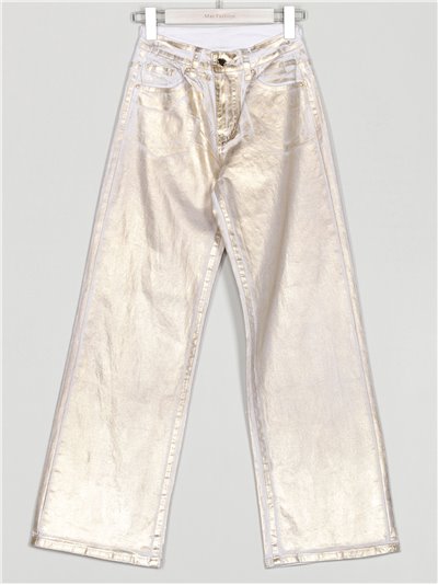 High waist metallic thread straight jeans oro (S-XXL)