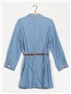 Belted shirt dress with ruffle azul (S-XXL)