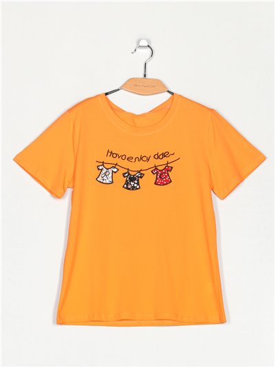 Embroidered slogan t-shirt (S/M-L/XL)