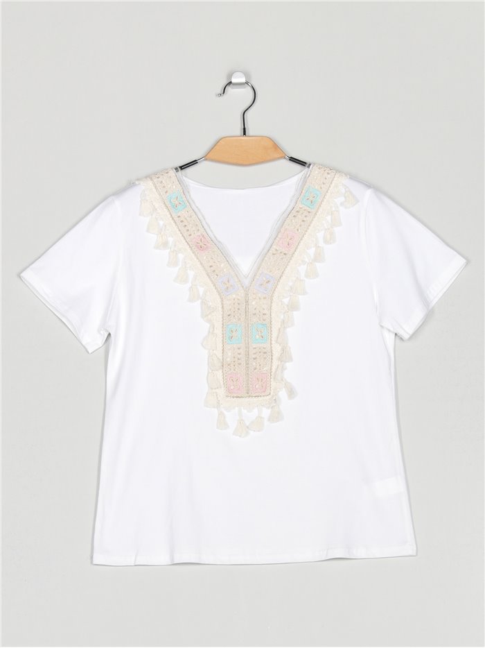 Embroidered t-shirt with tassels (M/L-XL/XXL)
