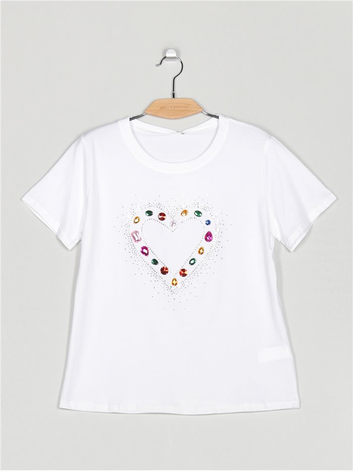 Heart t-shirt with rhinestone (M/L-XL/XXL)