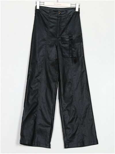 Jeans rectos metalizados tiro alto negro (S-XXL)