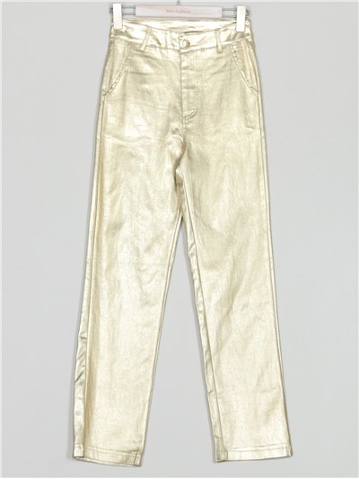Jeans metalizado tiro alto oro (S-XXL)