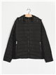 Quilted down puffer jacket with hood black (42-50)