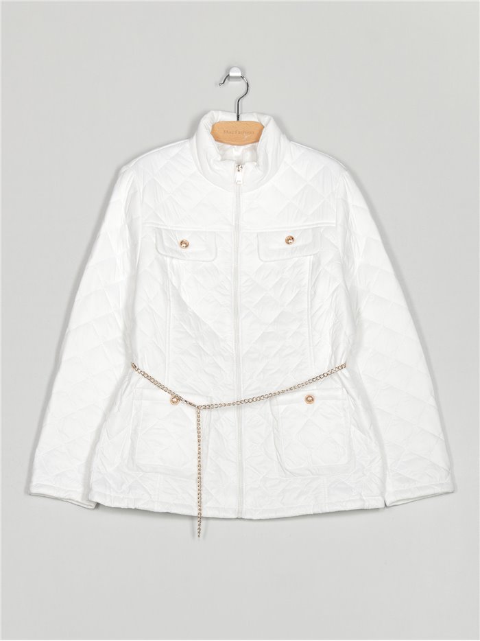 Belted down puffer jacket white (42-48)