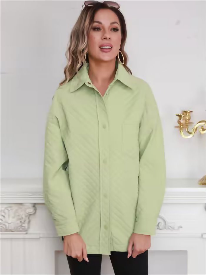 Faux leather quilted overshirt fruit-green (M-XXL)