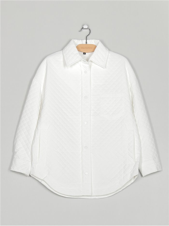 Faux leather quilted overshirt white (M-XXL)