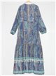 Maxi cachemir print dress azul