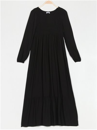 Gathered maxi dress negro