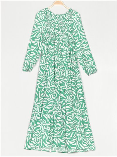 Gathered maxi printed dress verde