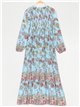 Gathered maxi printed dress azul-claro