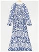 Gathered maxi printed dress azul
