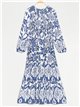 Gathered maxi printed dress azul