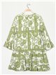 Oversized floral dress with ruffles verde