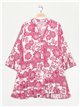 Oversized floral dress with ruffles fucsia
