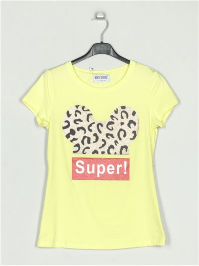 Slogan t-shirt amarillo (S/M-L/XL)