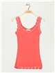 Ribbed lace top coral