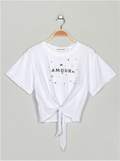 Camiseta amour pedrería white