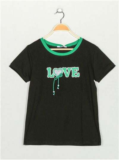 Camiseta bordada love black