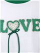 Embroidered love t-shirt white-green