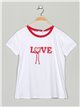 Embroidered love t-shirt white-rose-red