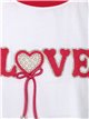 Camiseta bordada love white-rose-red
