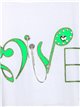 Camiseta love aplicaciones white-green