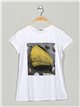 Seashell t-shirt with rhinestone white-yellow