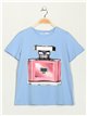 Fragrance t-shirt with rhinestone blue