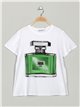 Fragrance t-shirt with rhinestone white